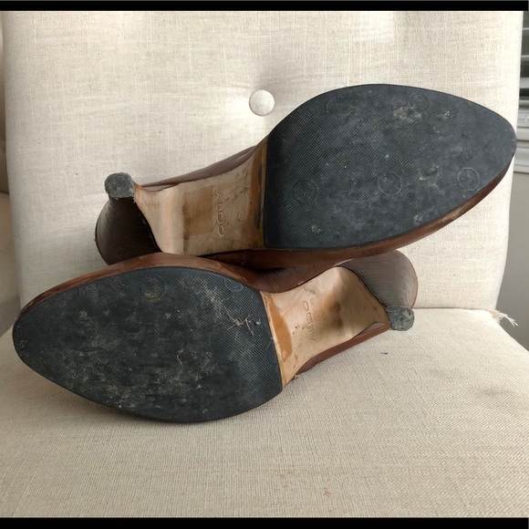 Aldo Leather Brown Booties, 4” Heel, GUC - Picture 7 of 12